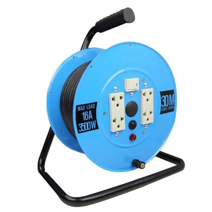 TOSHINO FM315T-30M ล้อเก็บสายไฟจานเหล็ก 4 ช่อง สาย 3x1.5 ยาว 30 ม. (3600W)