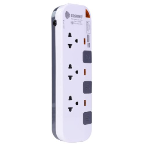 TOSHINO P3375-3M(WG) รางปลั๊กไฟ 3 ช่อง 3 สวิตช์ สาย 3x0.75 ยาว 3 ม.