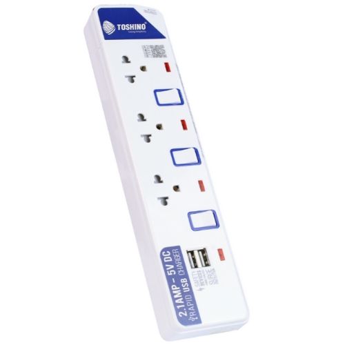 TOSHINO ET-913USB รางปลั๊กไฟ 3 ช่อง 2USB 3 สวิตช์สาย 3x0.75 ยาว 3 ม.