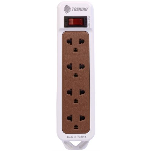 TOSHINO N1-375-3M(WH) รางปลั๊กไฟ 4 ช่อง 1 สวิตช์ สาย 3x0.75 ยาว 3 ม. (สีขาว)