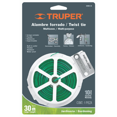 TRUPER 12322 ลวดริบบิ้น ลวดเคลือบเขียวรัดของ 98.5 ฟุต (BIMBO-30)